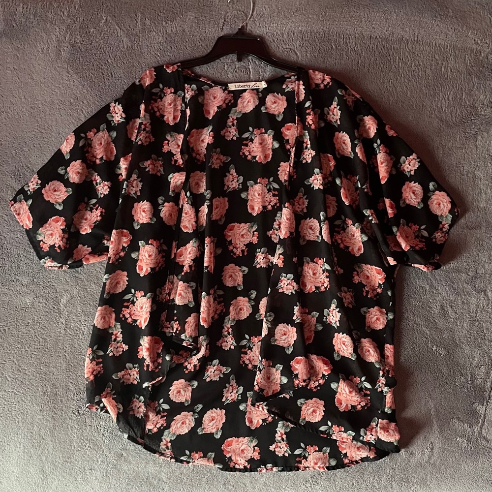 PINK FLOWER MESH CARDIGAN • LIBERTY LOVE